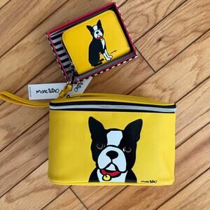 NWT Marc Tetro Boston Terrier Bundle Zip Around Wallet and Large Travel Bag